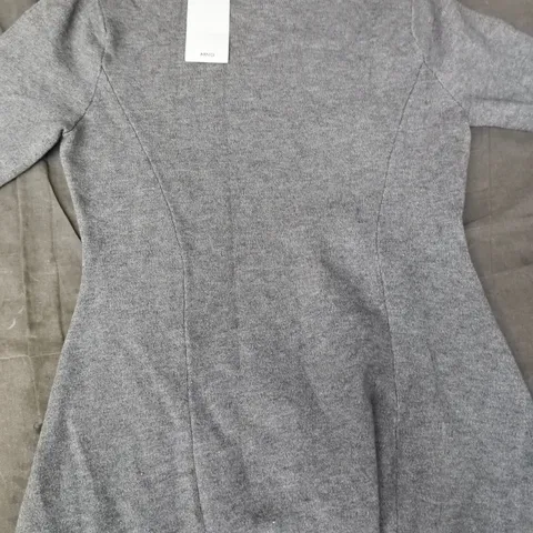 MANGO DOMINO JUMPER MINI DRESS IN GREY SIZE UK 10