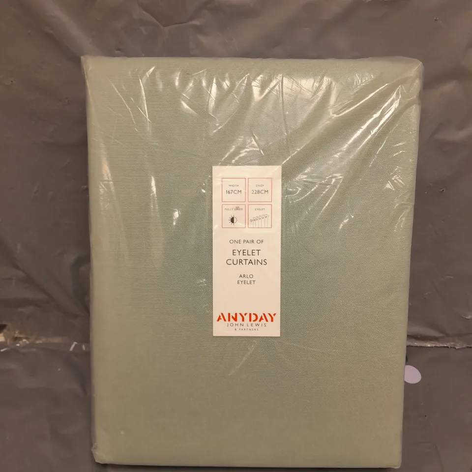 SEALED JOHN LEWIS ANYDAY EYELET CURTAINS - ARLO EYELET - 167 X 228