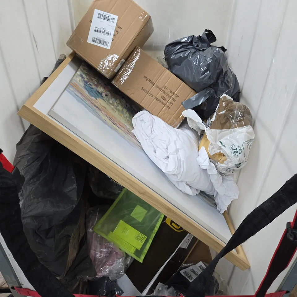 APPROXIMATELY 20 ASSORTED HOUSEHOLD PRODUCTS TO INCLUDE CHRISTMAS DECOR, HEAD CUSHION, CLOTHING ETC 