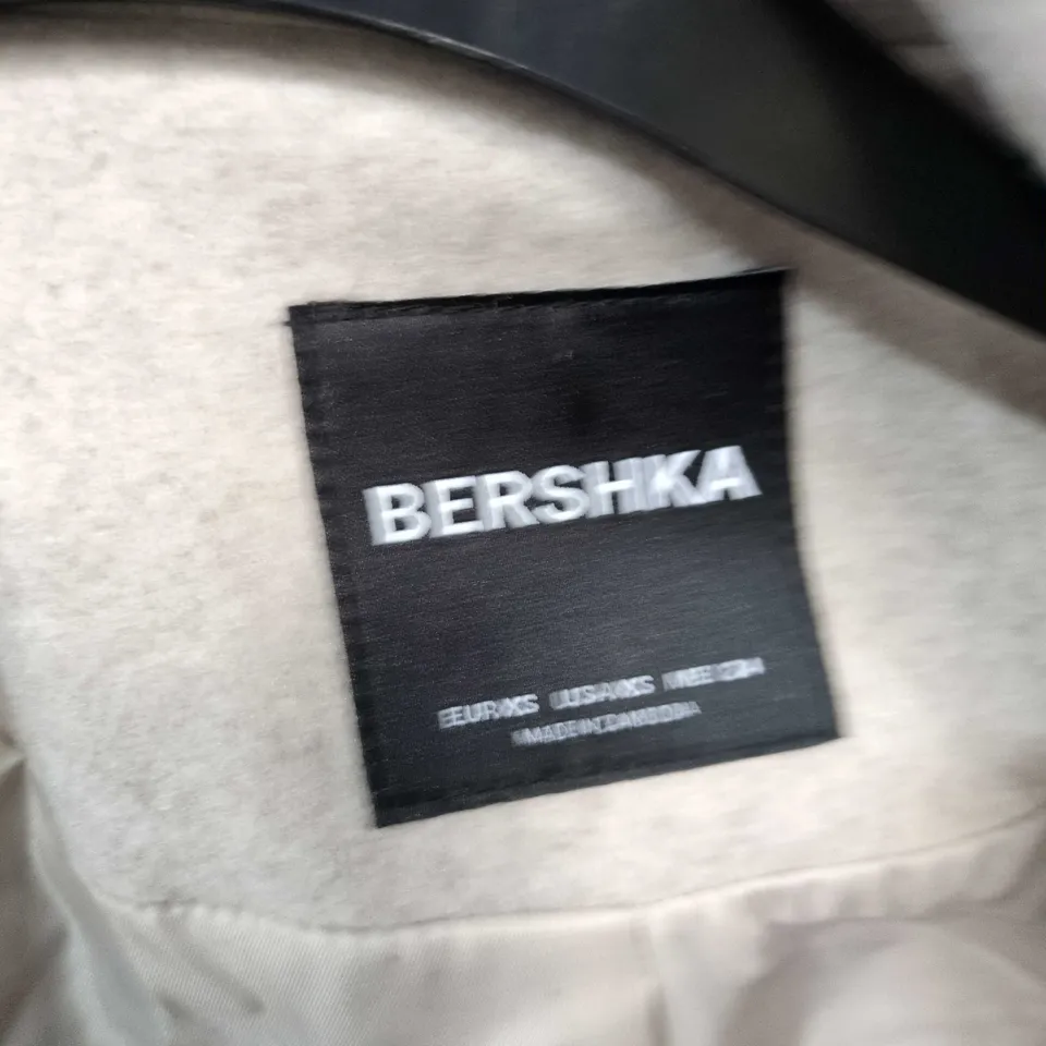 BERSHKA BEIGE LONGLINE TRENCH COAT – WOMEN'S, DOUBLE-BREASTED - SIZE EUR XS