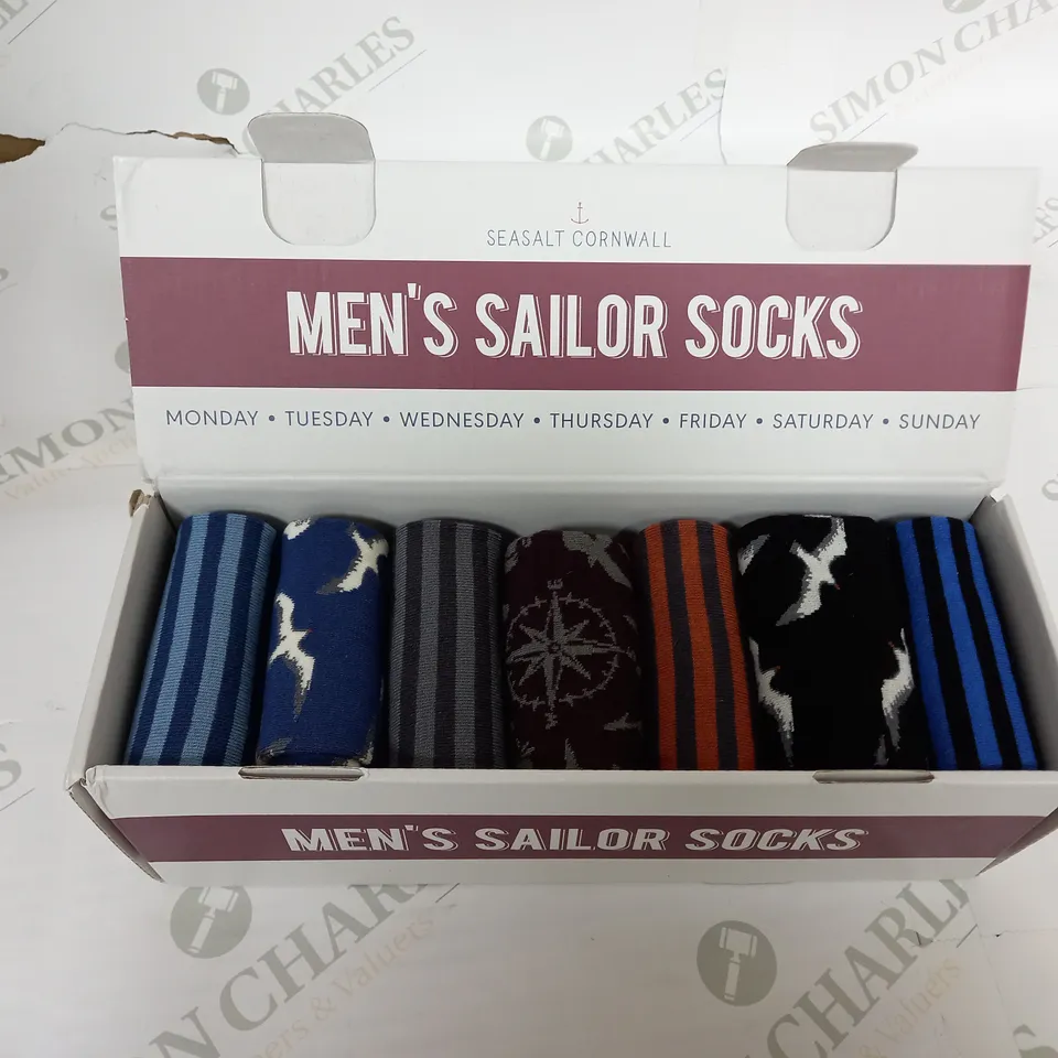BOX OF SEASALT CORNWALL MENS SAILOR SOCKS - X7 - SIZE 8-12
