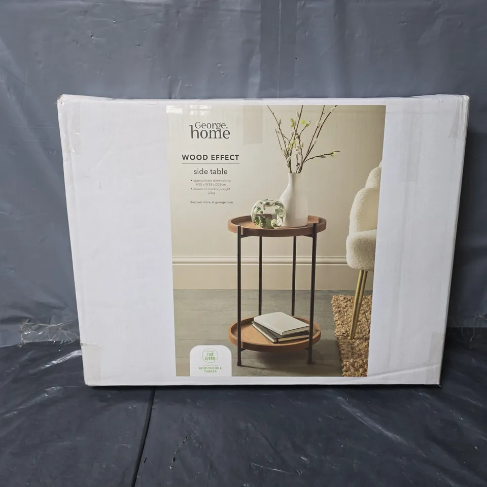 BOXED HOME WOOD EFFECT SIDE TABLE