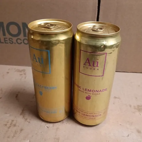 APPROXIMATELY 26 CANS OF AU VODKA TO INCLUDE FLAVOURS SUCH AS PINK LEMONADE, BLUE RASPBERRY, BLACK GRAPE, ETC - COLLECTION ONLY