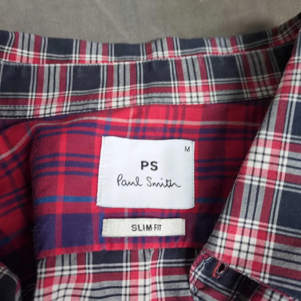 PAUL SMITH PS SLIM FIT PLAID SHIRT – RED & NAVY, MENS SIZE M