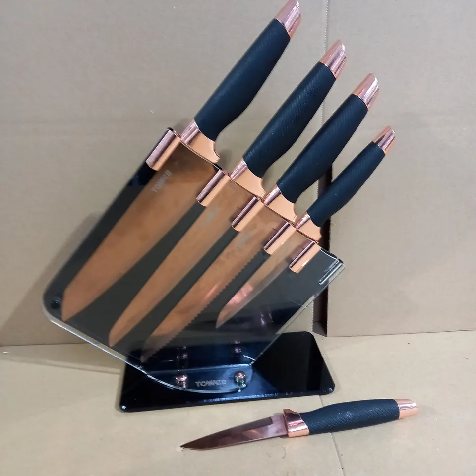 TOWER KNIFE SET - DAMASCUS ROSE GOLD EDITION