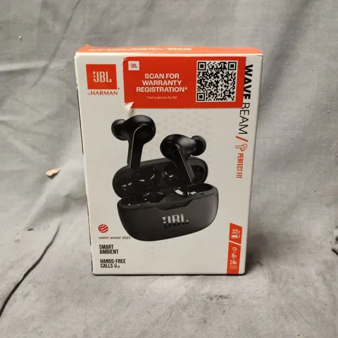 JBL WAVE BEAM WIRELESS EARBUDS – BLACK (BOXED AND SEALED)