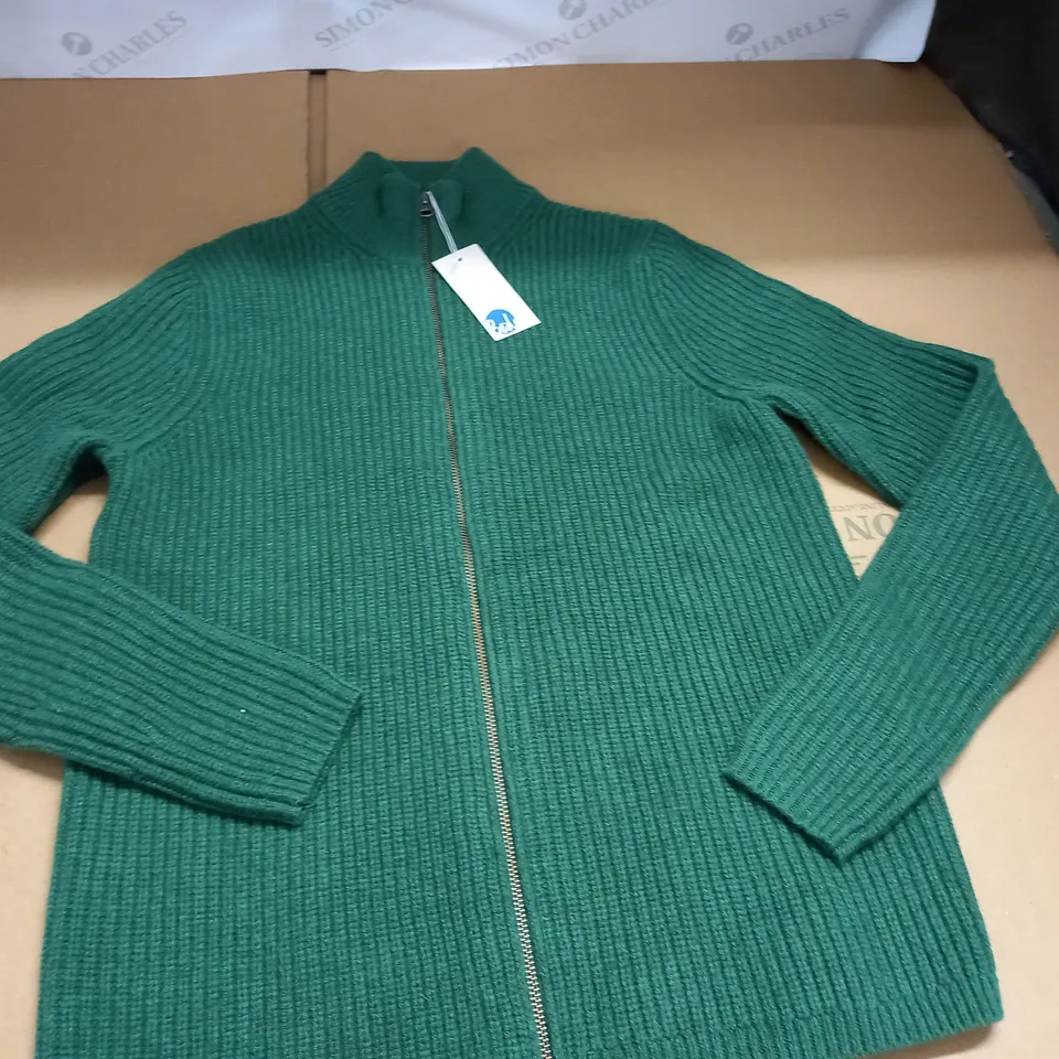 BODEN ZIP THROUGH GREEN JUMPER - XS