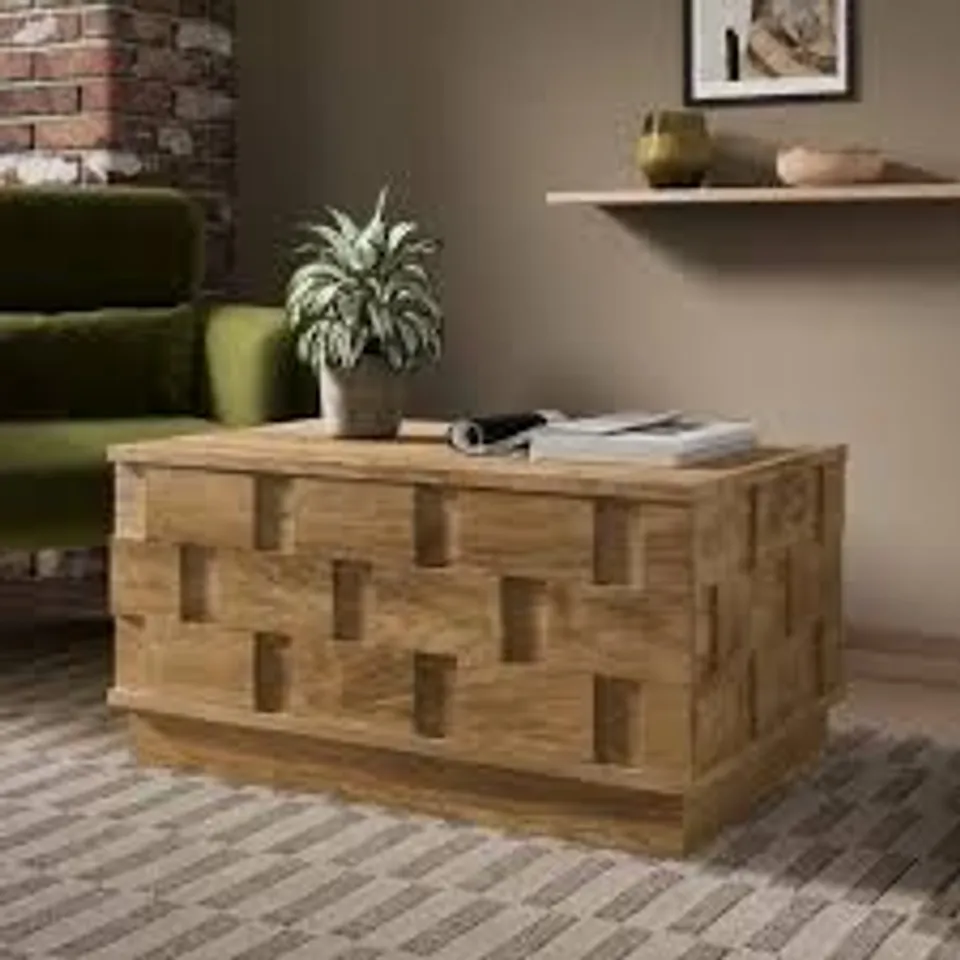 BOXED WATSON STORAGE COFFEE TABLE, LIGHT MANGO WOOD EFFECT (1 BOX)