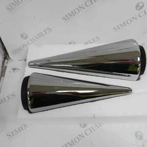 BOXED KELLY HOPPEN SET OF 2 INDOOR/OUTDOOR PRELIT GLASS DECOR - REFLECTIVE CONES