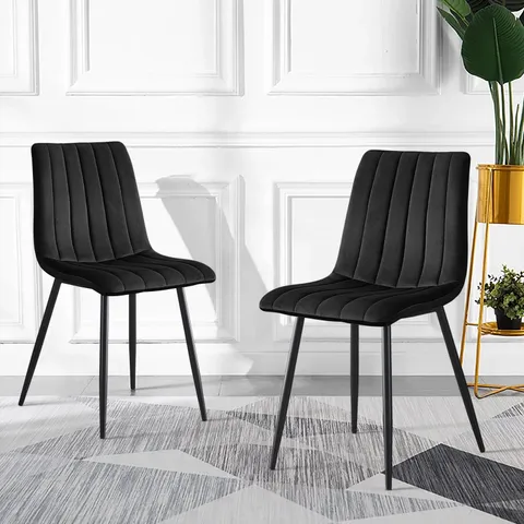 BOXED BLACK VELVET DINING CHAIRS