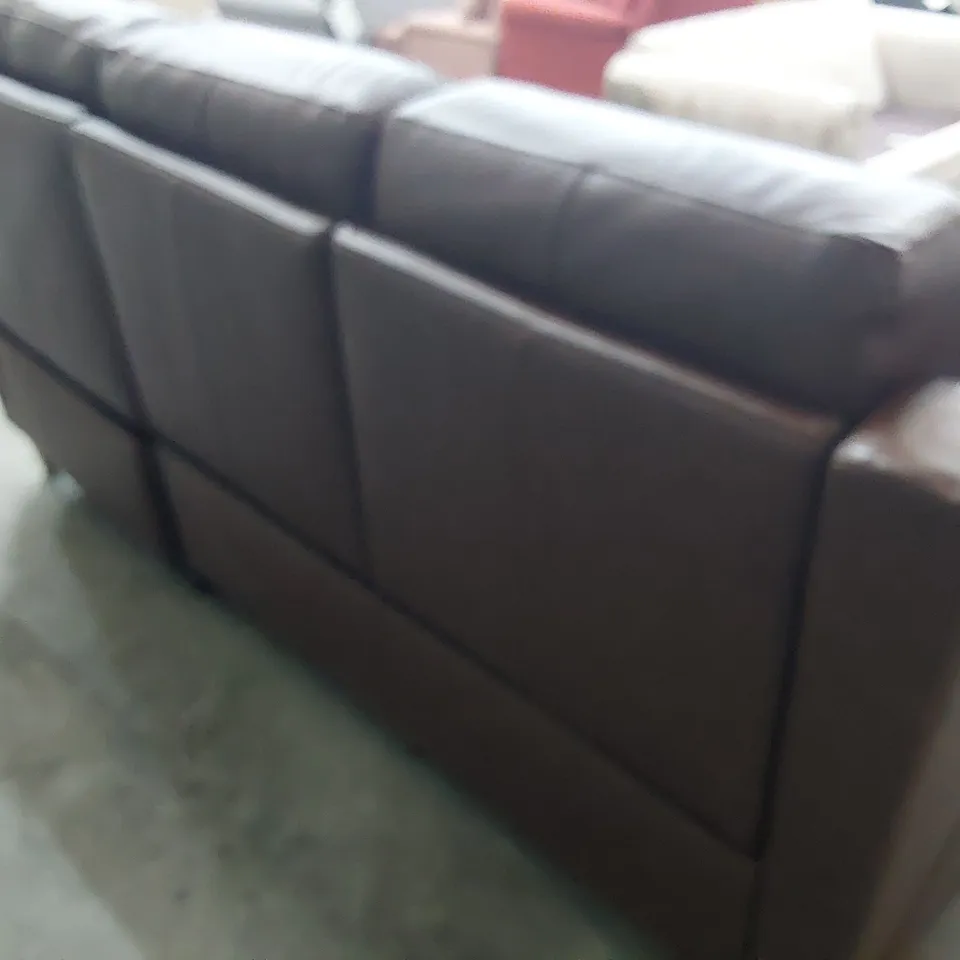 DESIGNER POWER RECLINING THREE SEATER SOFA CHESTNUT LEATHER 