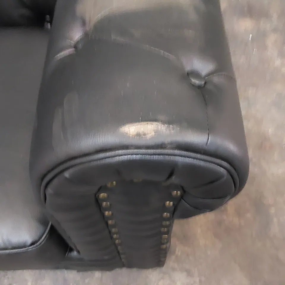 ALESTE 3-SEATER CHESTERFIELD VEGAN LEATHER SOFA - BLACK
