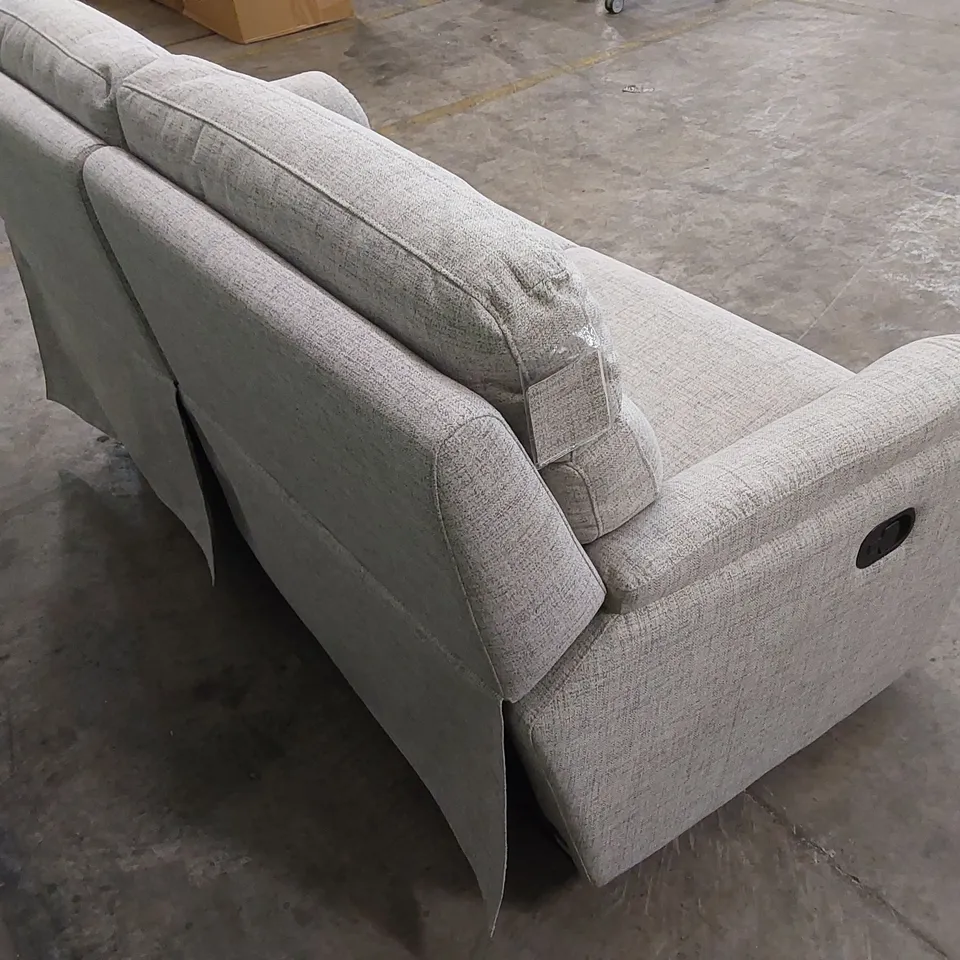 DESIGNER LINEA GREY FABRIC UPHOLSTERED MANUAL RECLINER 3 SEATER SOFA