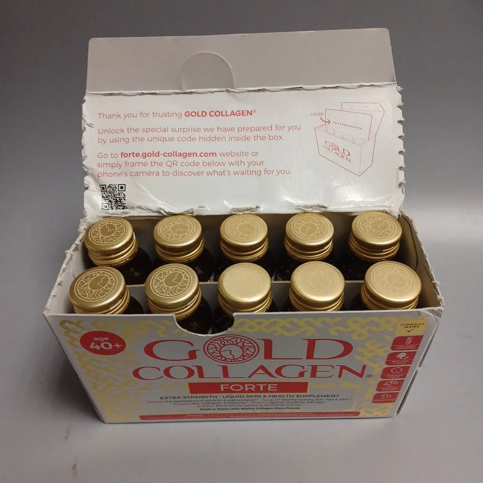 BOXED GOLD COLLAGEN FORTE EXTRA STRENGTH LIQUID SKIN & HEALTH SUPPLEMENTS - 10 X 50ML