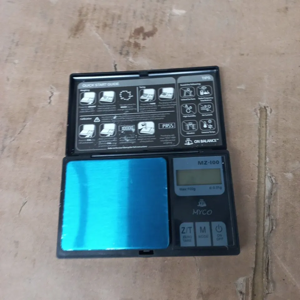 TOTE OF APPROXIMATELY 15 ASSORTED ITEMS TO INCLUDE: MYCO  SCALES