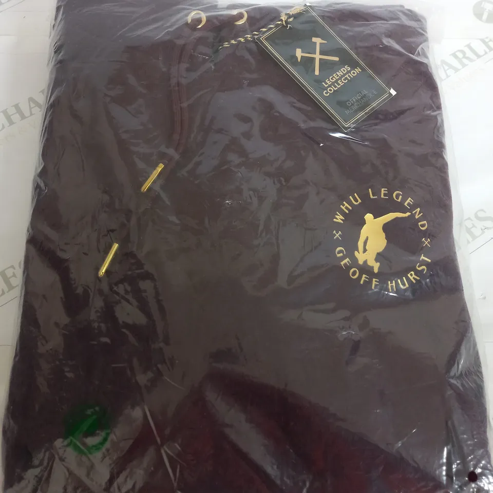 WEST HAM LEGENDS COLLECTION GEOFF HURST HOODIE IN BROWN - LARGE