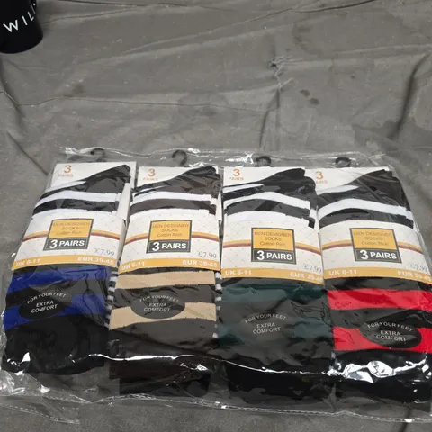 MEN'S DESIGNER COTTON RICH SOCKS – 4-PACK (12 PAIRS TOTAL), UK 6-11 (EUR 39-46)