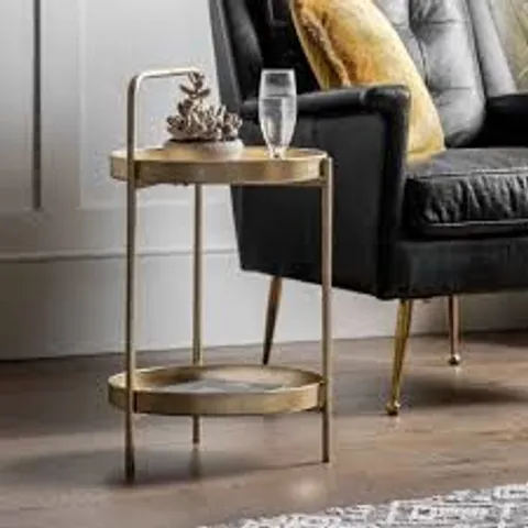 BOXED SHANNEN SIDE TABLE GOLD W400×D400×H720MM