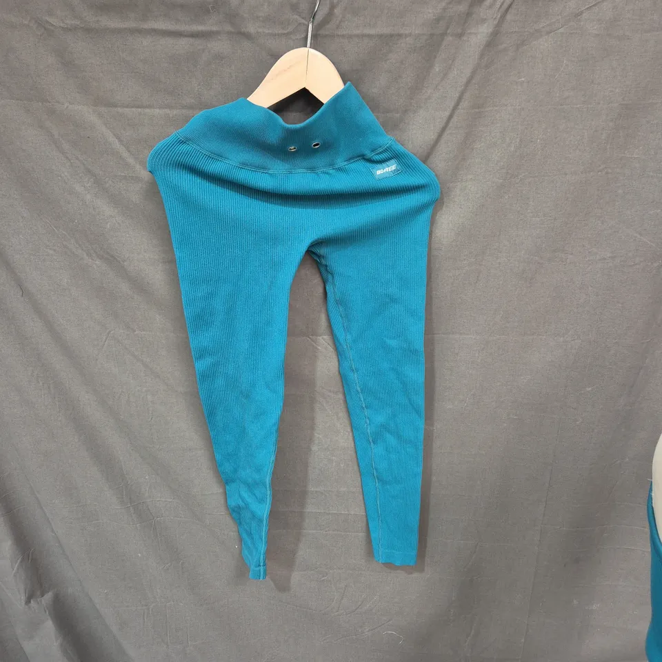 TEAL BLUE WOMEN'S CROP TOP AND LEGGINGS SET – SIZE S