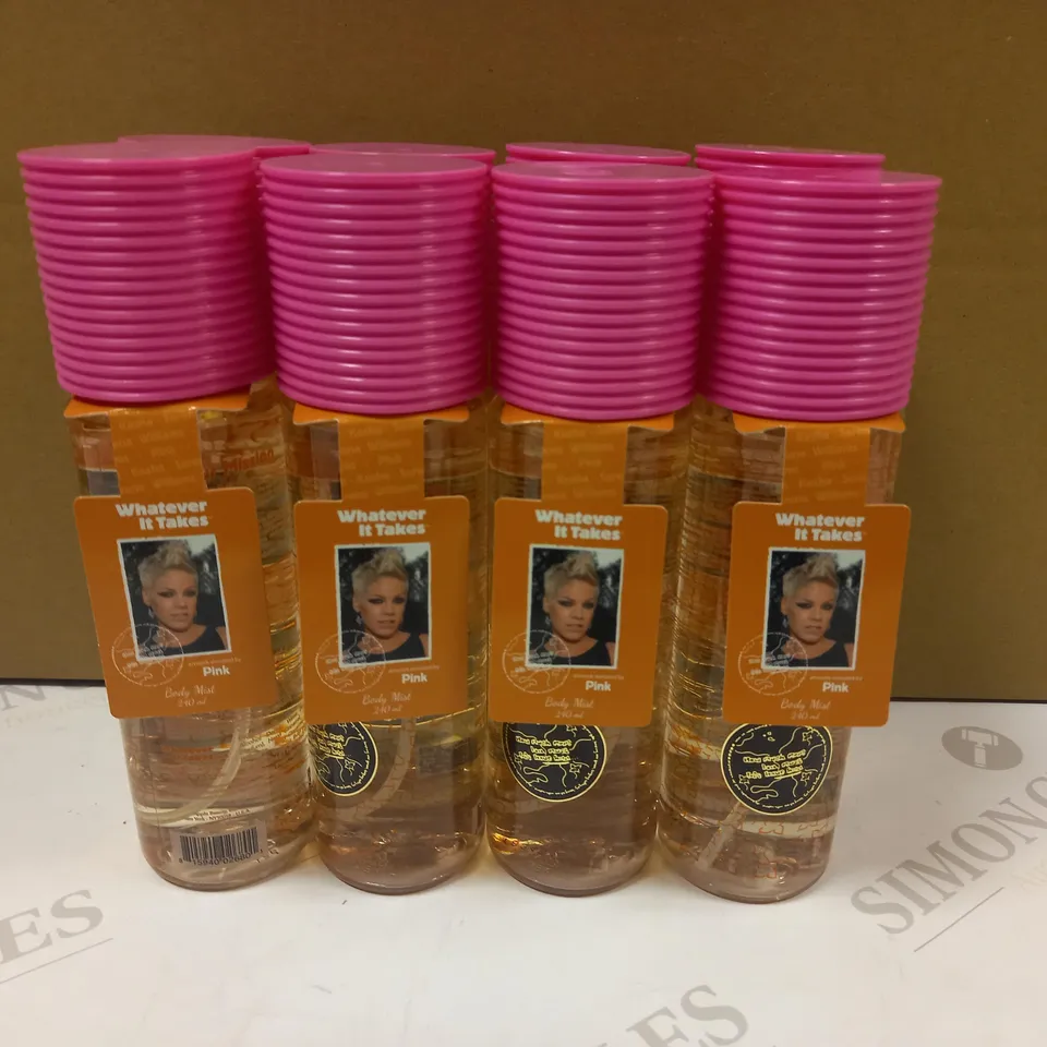LOT OF APPROXIMATELY 8 X 240ML PINK WHATEVER IT TAKES BODY MIST