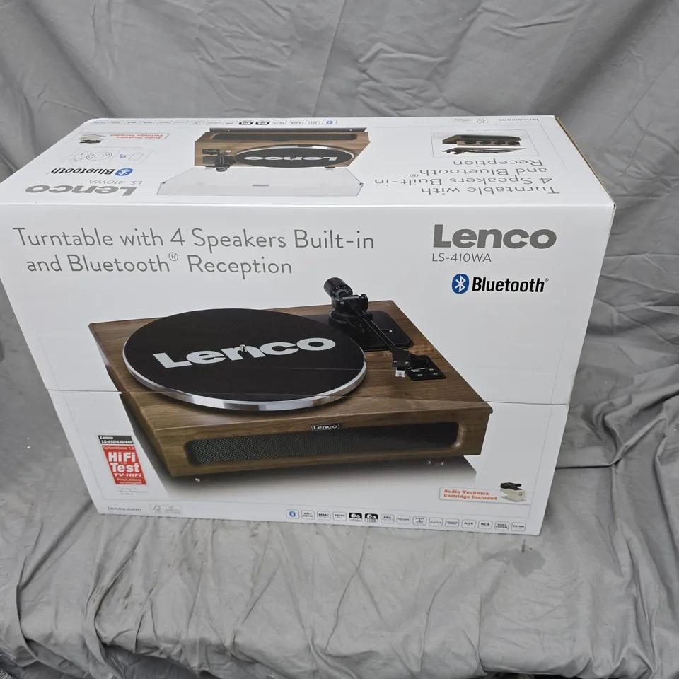 LENCO LS-410WA TURNTABLE WITH BUILT-IN SPEAKERS AND BLUETOOTH – BOXED