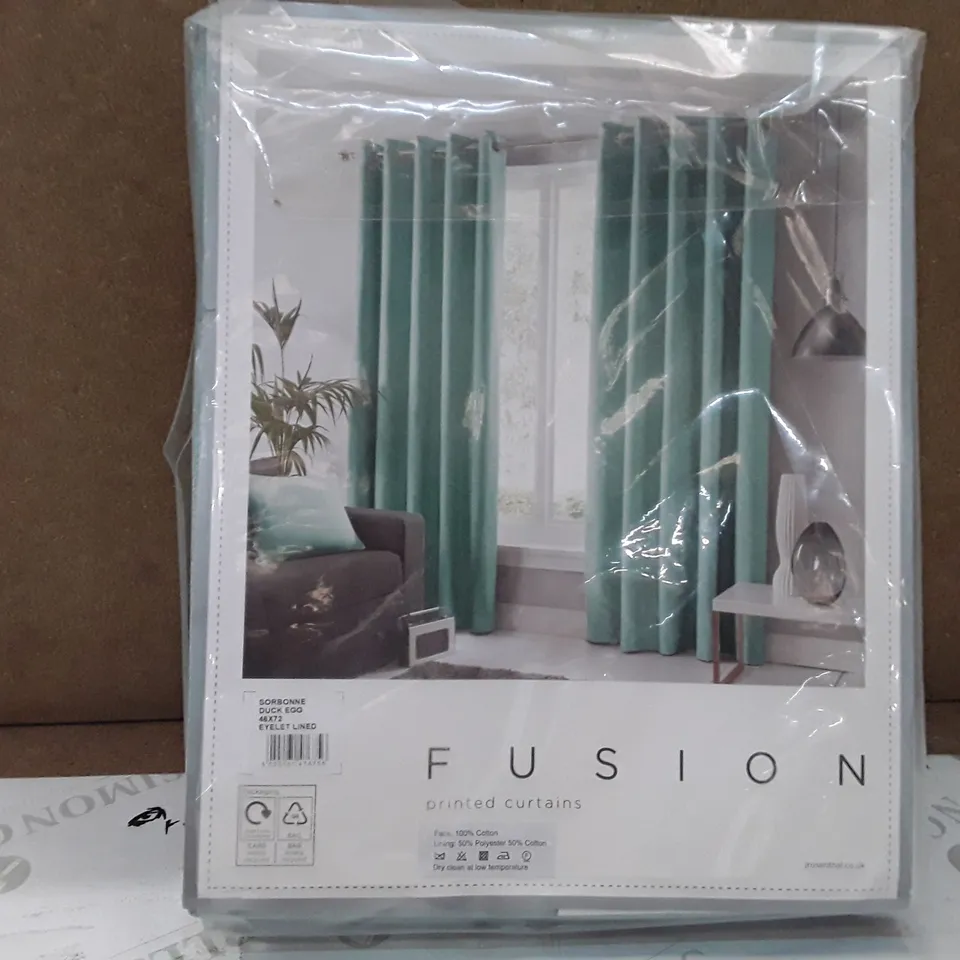 BRAND NEW FUSION FULLY LINED CURTAINS - 117CM X 183CM (DUCK EGG)