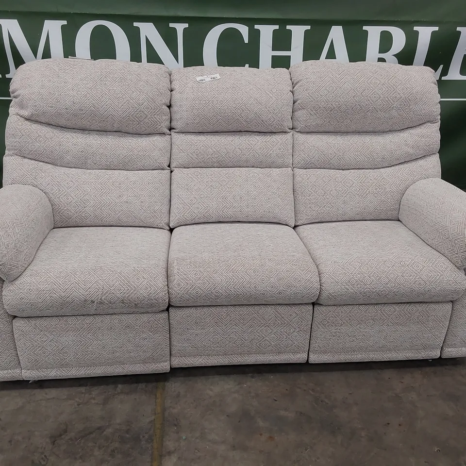 QUALITY BRITISH DESIGNER G PLAN MALVERN POWER RECLINING THREE SEATER SOFA NEBULAR BLUSH FABRIC 