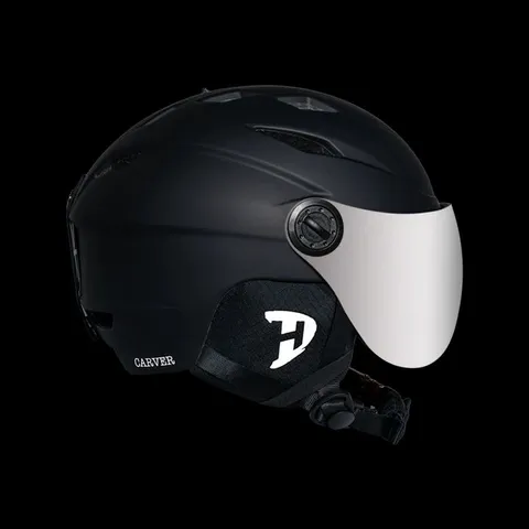 BOXED DAYTONA CARVER SKI HELMET - ADJUSTABLE SKI HELMET FOR MEN, WOMEN & YOUTH - DULL BLACK WITH ANTI-FOG VISOR SIZE MEDIUM