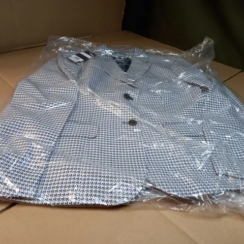 PACKAGED CREW CLOTHING COMPANY NAVY/WHITE TAILORED JAQUARD JACKET - SIZE 14