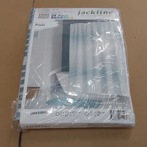 BAGGED PIXEL FABRIC SHOWER CURTAIN, EXTRA WIDE AND LONG, 200 x 240cm