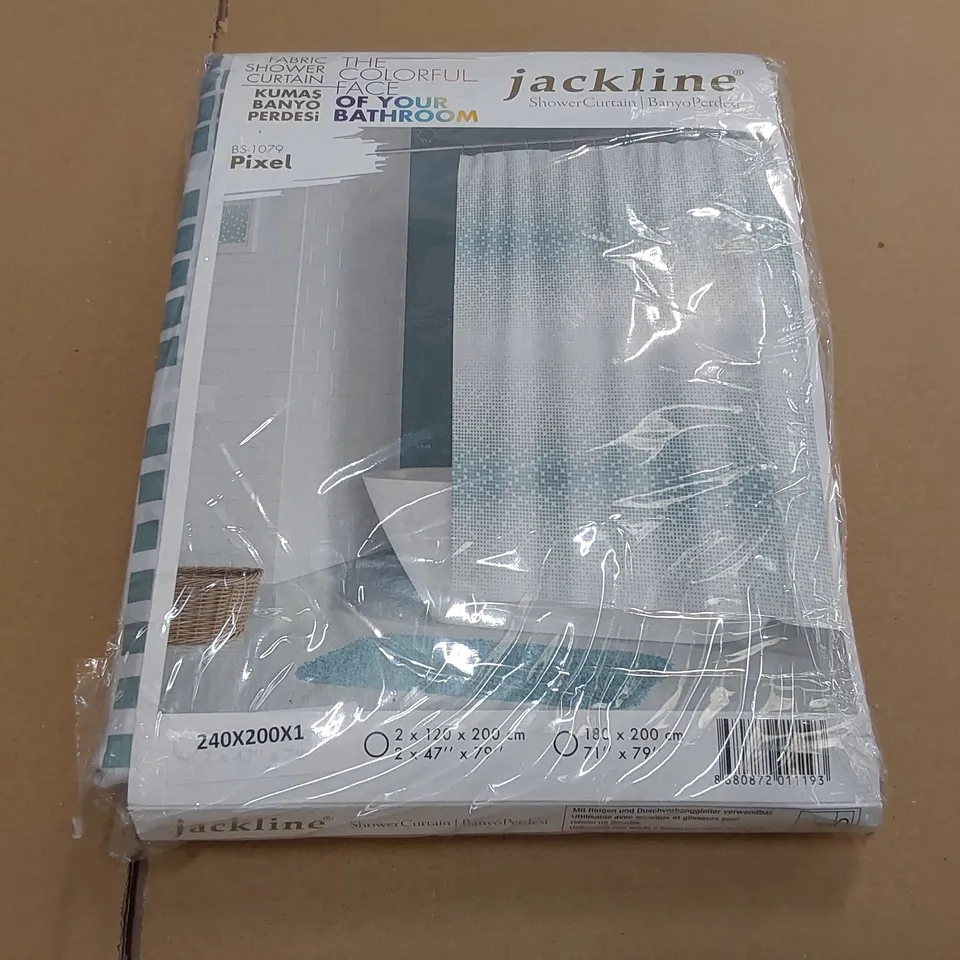 BAGGED PIXEL FABRIC SHOWER CURTAIN, EXTRA WIDE AND LONG, 200 x 240cm