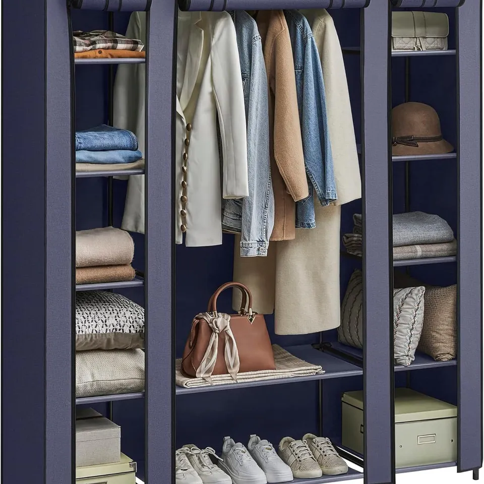 BOXED SONGMICS FABRIC WARDROBE - NAVY BLUE