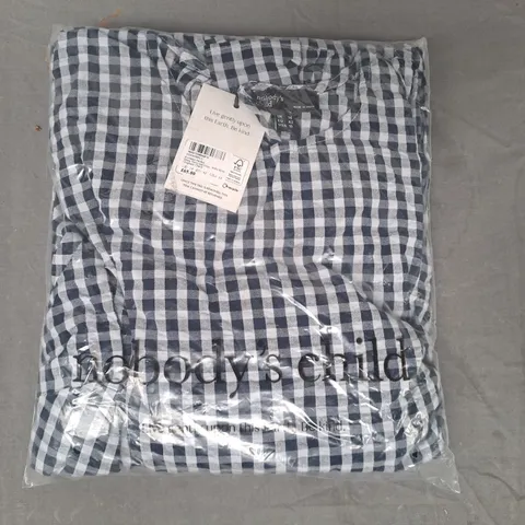 NOBODY'S CHILD ROCHELLE MIDAXI DRESS IN NAVY/LILAC GINGHAM CHECK UK SIZE 14