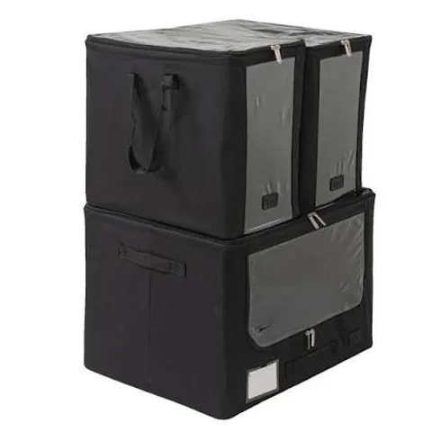PERIEA UTILITY SET OF 3 NESTABLE COLLAPSIBLE BOXES IN BLACK 