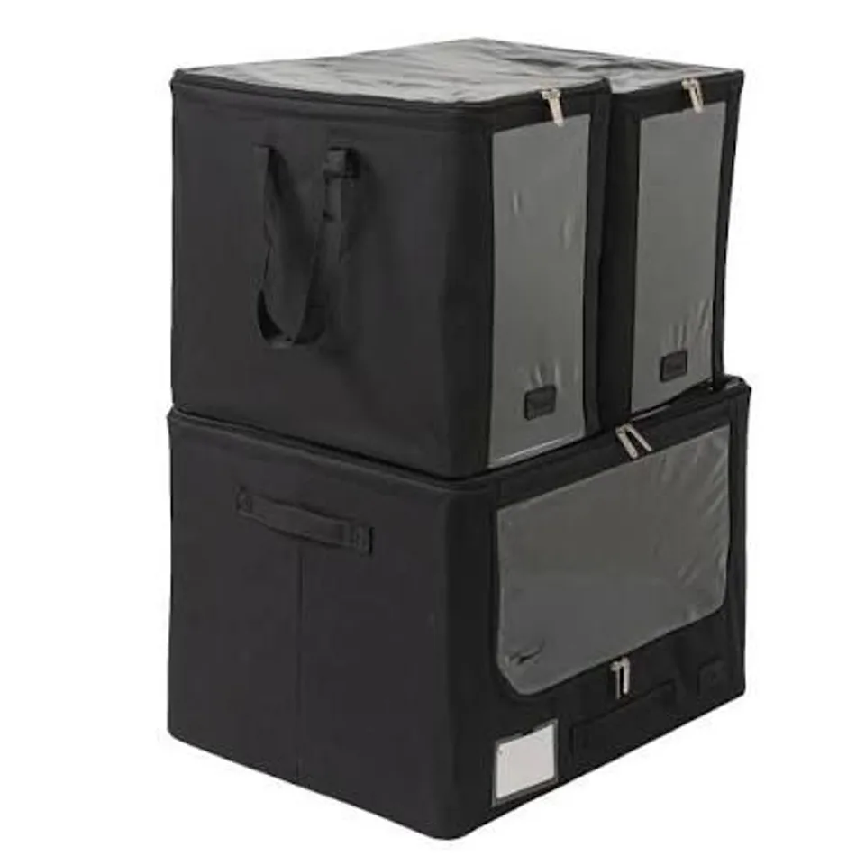 PERIEA UTILITY SET OF 3 NESTABLE COLLAPSIBLE BOXES IN BLACK