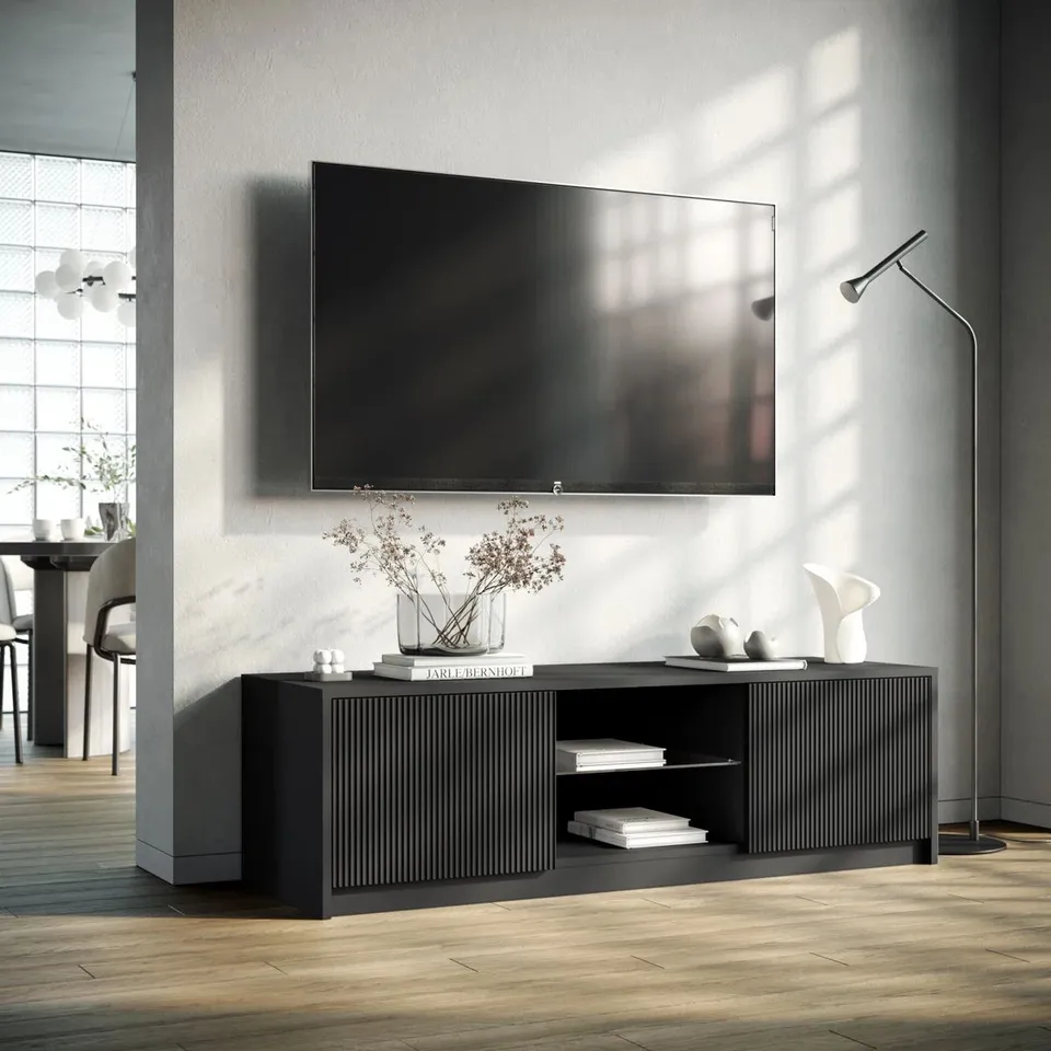 BOXED TV STAND LULLALBY BLACK/OAK RIO