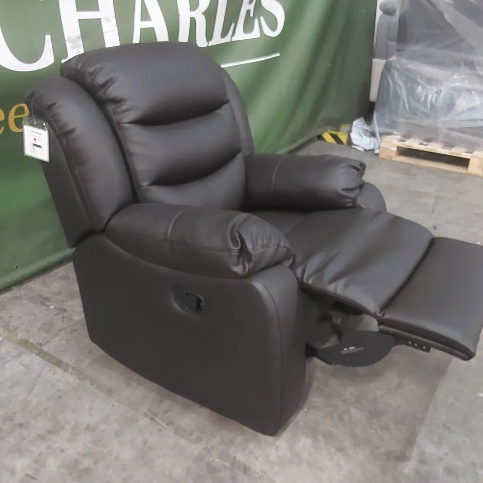 QUALITY DESIGNER ROTHBURY FAUX LEATHER MANUAL RECLINER ARMCHAIR