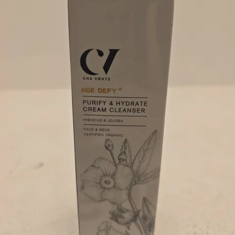 CHA VOHTZ AGE DEFY+ PURIFY & HYDRATE CREAM CLEANSER – HIBISCUS & JOJOBA, CERTIFIED ORGANIC