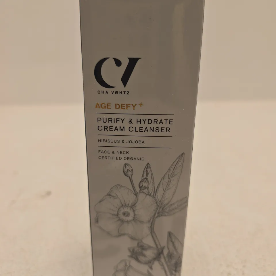 CHA VOHTZ AGE DEFY+ PURIFY & HYDRATE CREAM CLEANSER – HIBISCUS & JOJOBA, CERTIFIED ORGANIC
