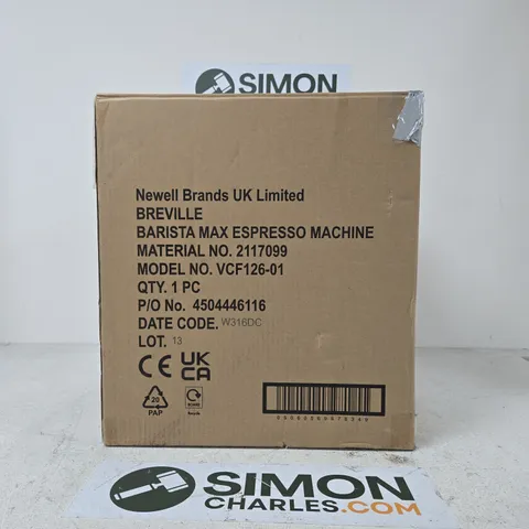 BREVILLE BARISTA MAX ESPRESSO MACHINE - BOXED (VCF126-01)