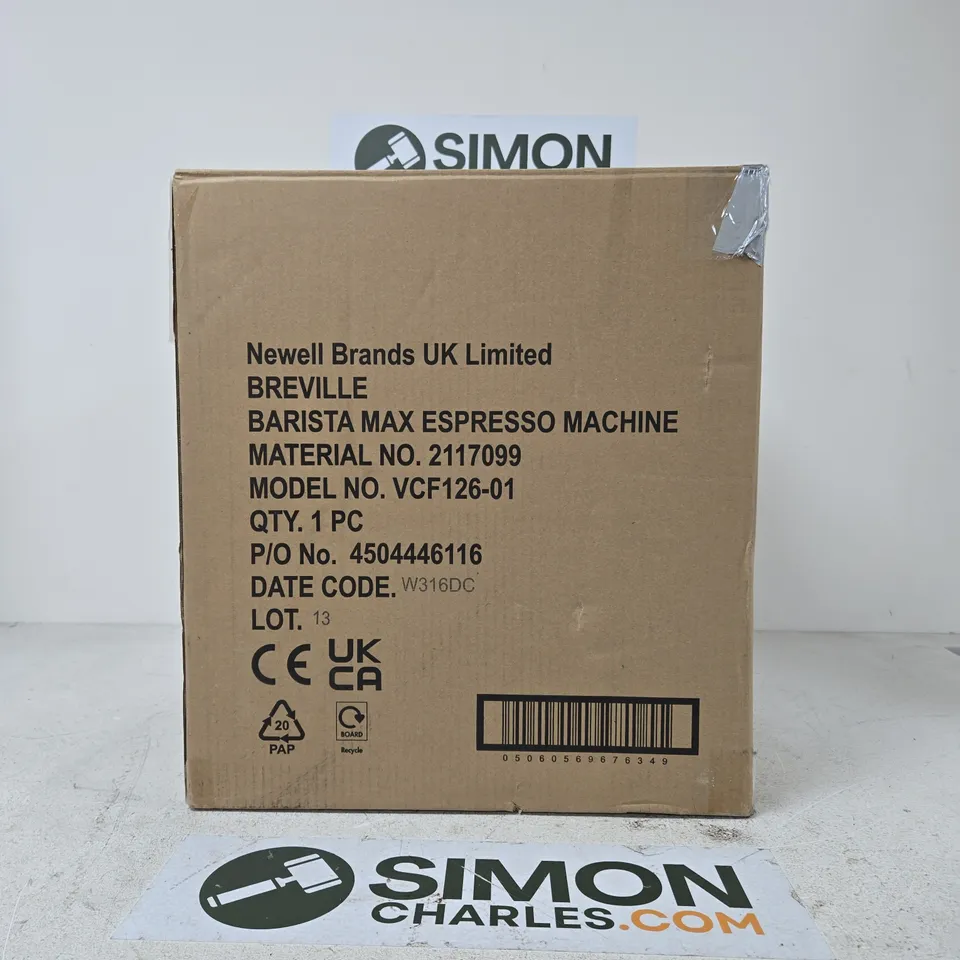 BREVILLE BARISTA MAX ESPRESSO MACHINE - BOXED (VCF126-01)