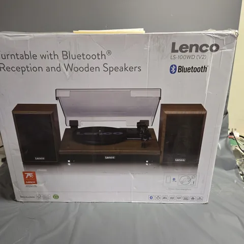 LENCO LS-100WD TURNTABLE WITH BLUETOOTH RECEPTION AND WOODEN SPEAKERS