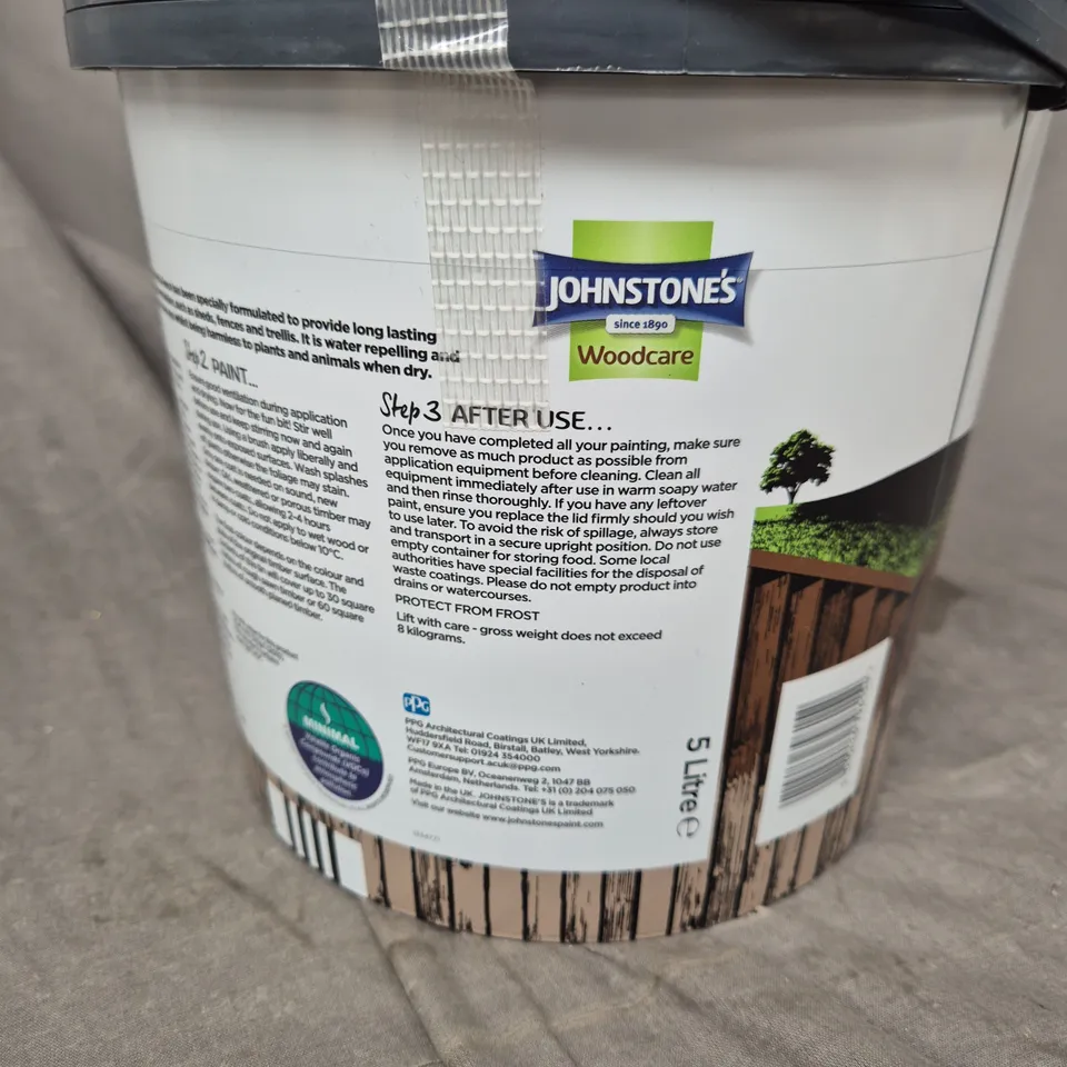 JOHNSTONE'S SHED & FENCE ONE COAT DARK OAK EXTERIOR WOODCARE – 5L, COLLECTION ONLY