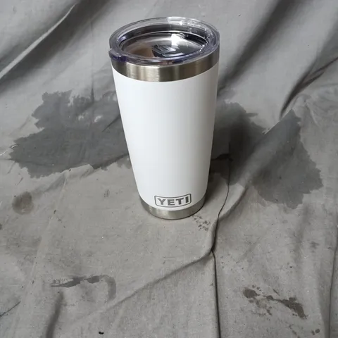 YETI TUMBLER β WHITE TRAVEL MUG WITH STAINLESS STEEL BASE & LID