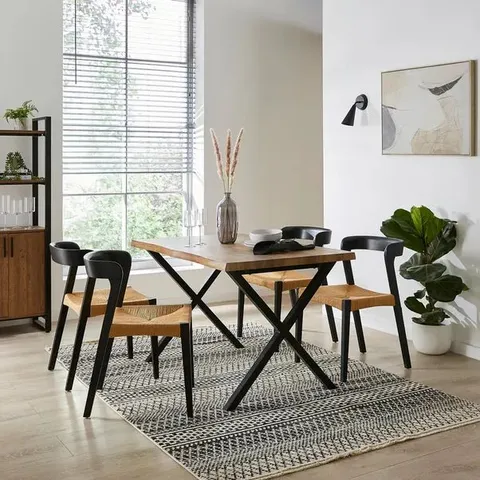 BOXED EZRA 4 SEATER RECTANGULAR COMPACT DINING TABLE, 120cm - RUSTIC WOOD EFFECT (1 BOX)