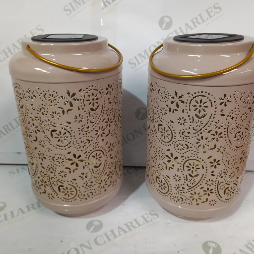 GARDEN REFLECTIONS SET OF 2 PATTERNED SOLAR LANTERNS