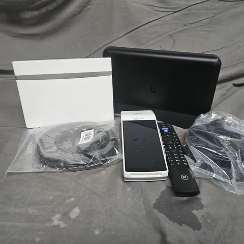 APPROXIMATELY 10 ASSORTED HOUSEHOLD ITEMS TO INCLUDE CASTLES READER, CABLES, ROUTERS, ETC
