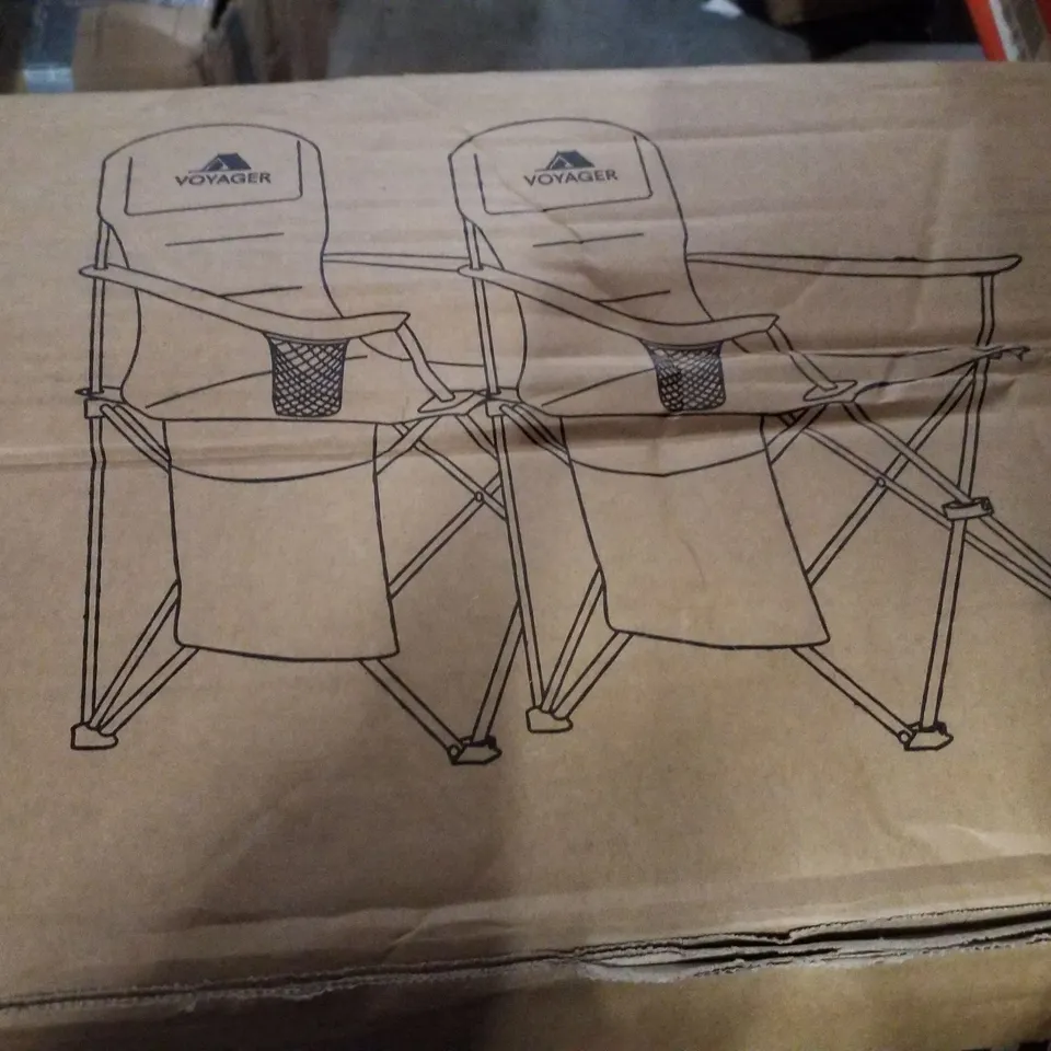 BOXED VOYAGER 2PK CAMPING CHAIR WITH POUCH - BLACK