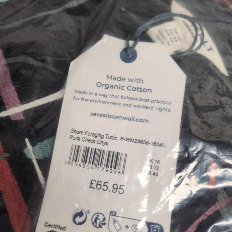 SEASALT CORNWALL SHORE FORAGING TUNIC – ROCK CHECK ONYX, UK 16