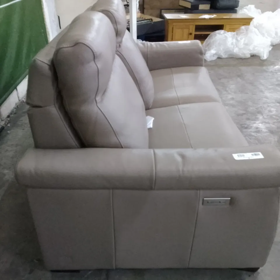 QUALITY ITALIAN DESIGNER ADRIANO ELECTRIC RECLINER 3 STR SOFA - GREY LEATHER
